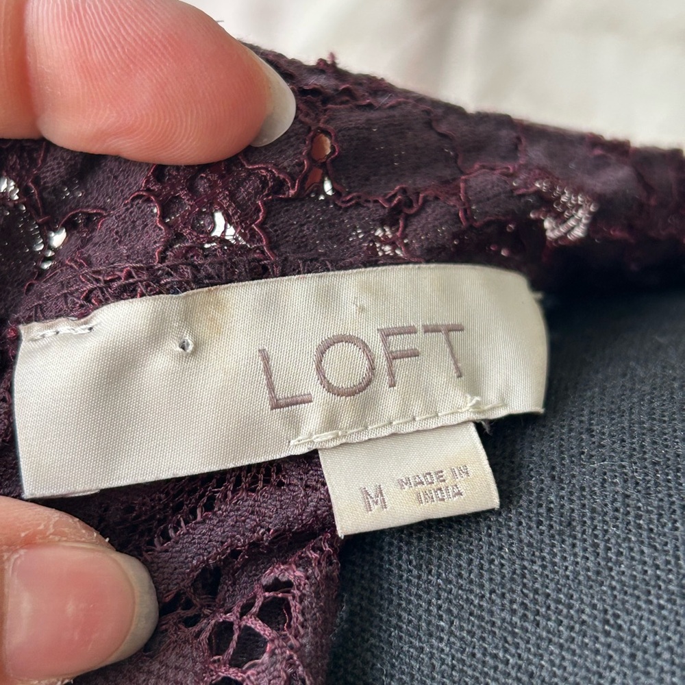 Ann Taylor LOFT open lace bow‎ tie bell sleeves - Picture 3 of 5